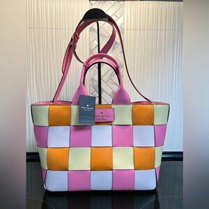 Kate Spade Basket Woven Leather Tote and Dust Bag